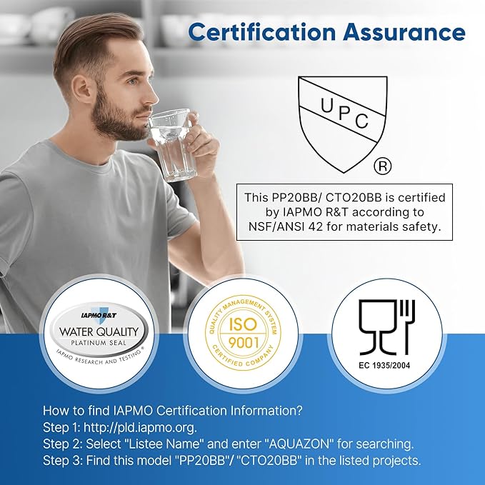 PUREPLUS 4.5"x 20" 3-Stage Whole House Water Filter Cartridge Combo Kit with Sediment, KDF & Granular Activated Carbon, and Activated Carbon Block Filter - 5 Micron Water Filtration Replacement Kit