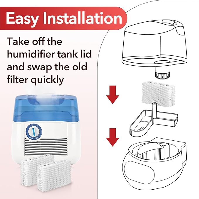 12-Pack WF813 Humidifier Replacement Filters, Fit for Equate EQWF813 Relion RCM-832/RCM-832N ProCare PCCM-832N, Cool Mist Humidifiers