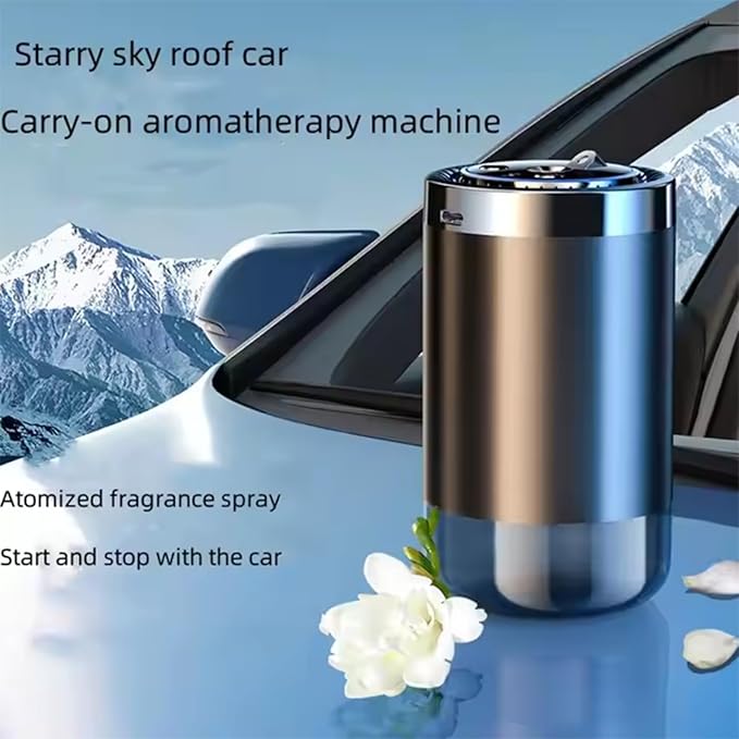 2025 Smart Car Air Freshener Diffuser With Star Projector 5 Adjustable Modes 360° Air Purifier Nano Mist and Lights For Car Office Desktop Bedroom