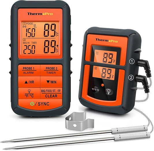ThermoPro TP08 500FT Wireless Meat Thermometer for Grilling Smoker BBQ Grill Oven Thermometer with Dual Probe Kitchen Cooking Food Thermometer
