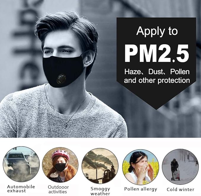 12 PCS PM2.5 Activated Carbon Face Mask Filter for Adults, Replaceable Mouth Respirator Filter to Anti Haze Dustproof Air Pollution Germ