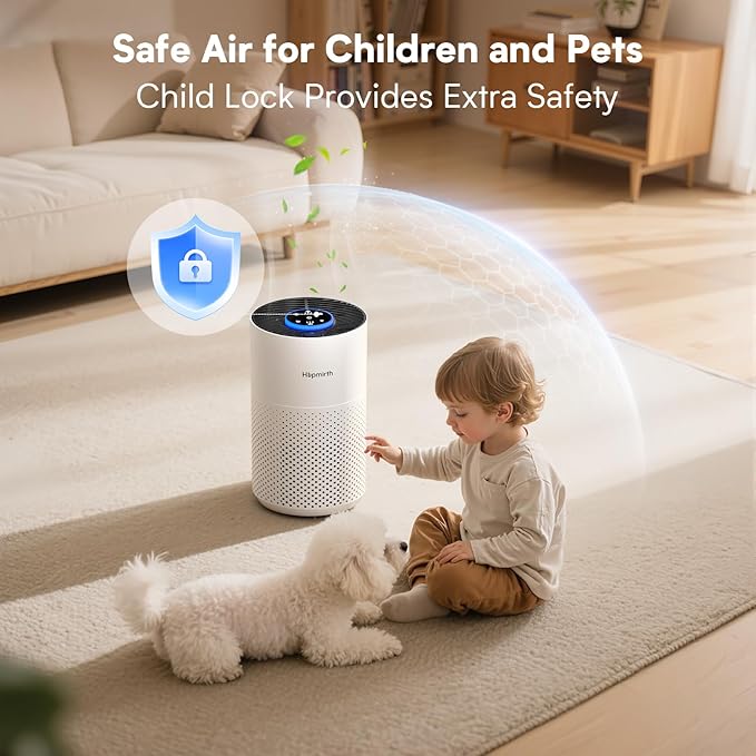 Upgraded Air Purifiers for Bedroom & Home with H14 True HEPA Filter, Covers Up to 880ft², 360° Air Intake, Quiet Pet Air Purifier, Fragrance & Timer, Removes Smoke, Pet Dander & Pollen, White