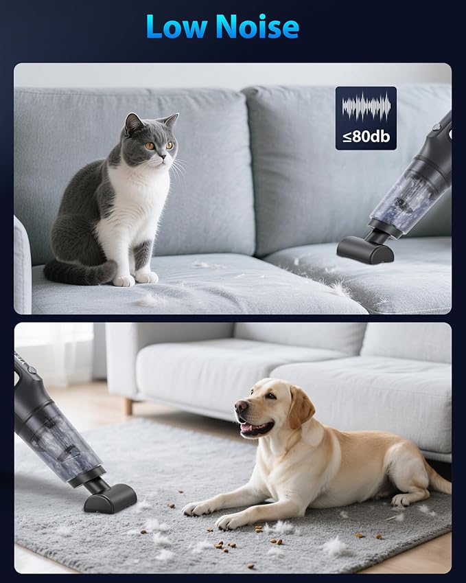 Handheld Vacuum Cordless 1.1 Pounds Car Vac 10000PA Hand Held Vacuums 4-in-1 Hand Vac Cordless Rechargeable HEPA Filter Large Capacity Dust Cup for Car Office Home Pets Hair (Space Gray)