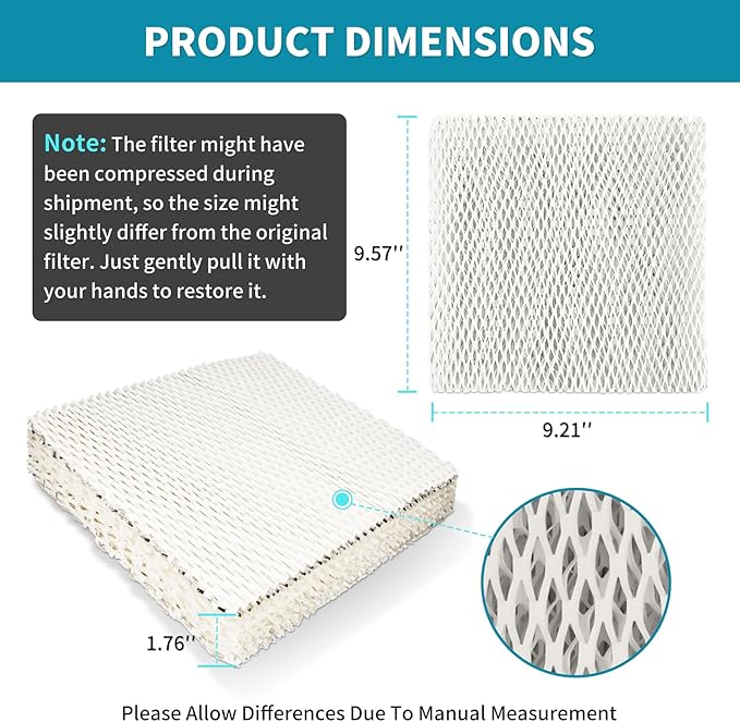 A10 Humidifier Filter Water Panel Replacement for Whole House Humidifier Pad Filters Models 110, 220, 500, 500A, 500M, 550, 550A, 558 Humidifier Wicks Parts & Accessories (Pack of 3)