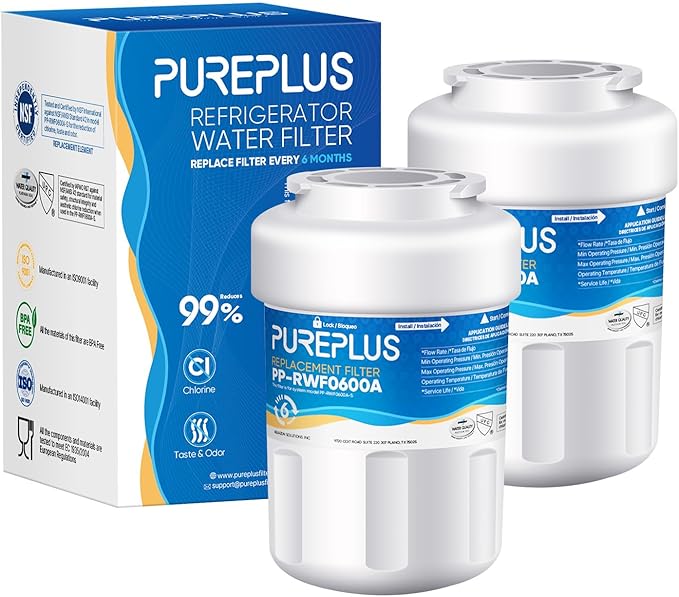 PUREPLUS Replacement for MWF®, SmartWater® MWFP, MWFA, GWF, HDX FMG-1, WFC1201, GSE25GSHECSS, RWF1060, PC75009, Kenmore® 9991 Refrigerator Water Filter, 2 Pack
