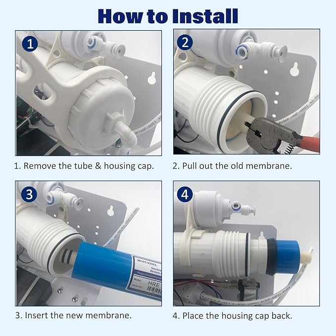 400 GPD RO Membrane with Reverse Osmosis Membrane Housing Set, Reverse Osmosis Filter Replacement Kit, RO Membrane Housing Set for DIY RO Water System & Maple Syrup Reverse Osmosis System