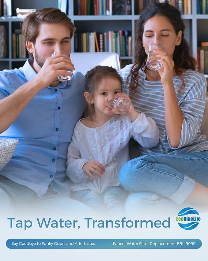 EcoBlueLife Faucet Water Filter Replacement - Certified for Chlorine Reduction & Lead-Free Compliance Faucet Filter - Easy Install Water Filtration System Compatible with Multiple Models (Pack of 4)