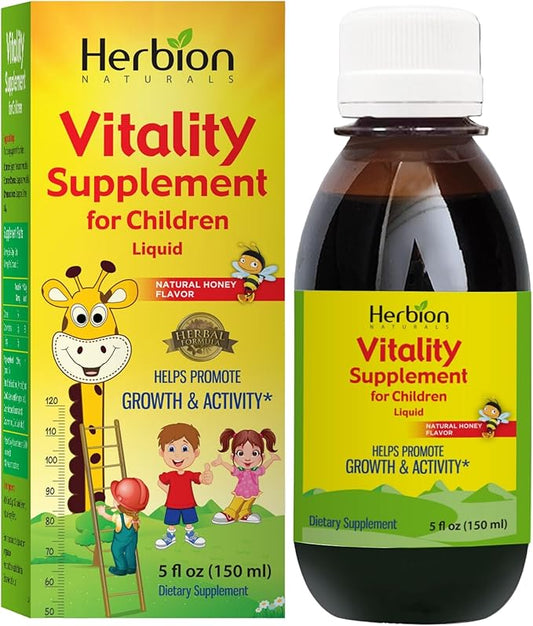 HERBION Naturals Vitality Supplement for Children, Promotes Growth and Appetite, Relieves Fatigue, Improves Mental & Physical Performance, for Kids 1 Year & Above, 5 Fl Oz, Pack of 1