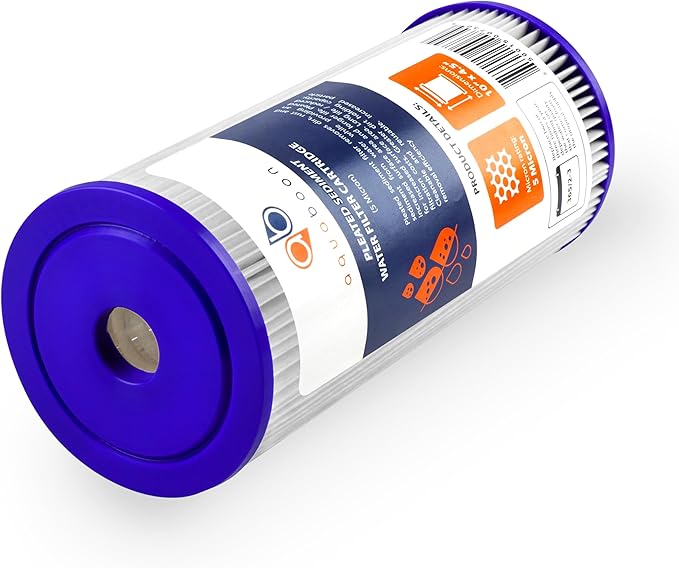 Aquaboon 5 Micron Pleated Sediment Water Filter 10 x 4.5 Cartridge - Whole House Water Filter Replacement - Whole House Water Filters Cartridges Compatible with Well Filters FXHSC, R50-BBSA, 4-Pack