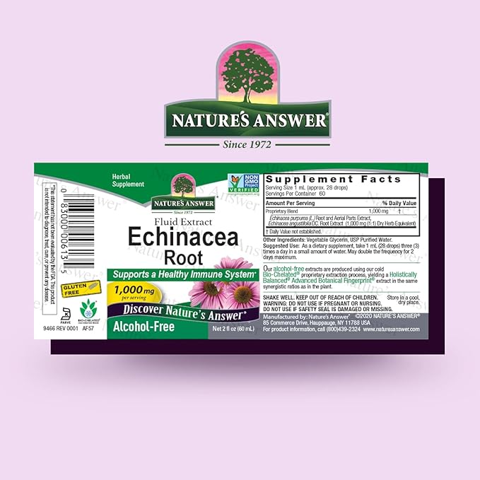 Nature's Answer Echinacea Extract | Supports a Healthy Immune System | Vegan, Gluten-Free, Alcohol-Free, Non-GMO & Kosher Certified | 2oz