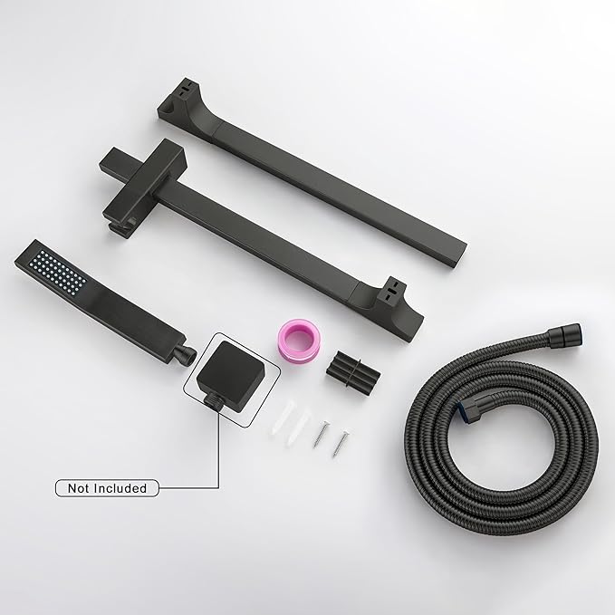 Matte Black Handheld Shower with Slide Bar Square Handheld Shower Head with Hose High-Pressure Shower Head with 29" Long Slide Bar Combo Adjustable Height