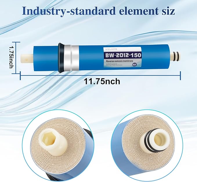 Reverse Osmosis Membrane 150 GPD RO Membrane Water Filter Replacement, 11.75"x1.75" Standard for Under Sink RO Drinking Water Filter Filtration Purifier System