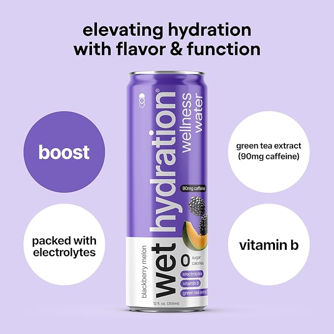 Wet Hydration, Zero Calorie, Functional Wellness Water - Trial Pack (12 Ounce Cans, Pack of 4) - Flavored Water, Hydration Drink, No Sugar, No Artificial Ingredients, Zero Calories (Packaging May Vary)