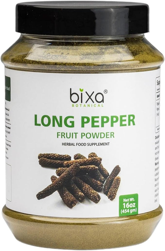 bixa BOTANICAL Long Pepper Powder| Pippali (Piper Longum) | Ayurvedic Supplement & Meat Seasoning | Strong Aroma, Steam Treated, Vegan, Non GMO & 100% Pure | 1 lb / 16oz