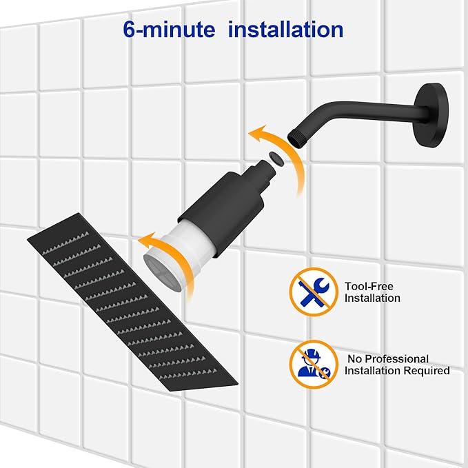 Dcolora Filtered Rain Shower Head – 12 Inch Matte Black 304 Stainless Steel with 16-Stage Water Filter, Nano Titanium Coating, Improves Skin & Hair – Filter Cartridge Included (Black, 12 Inch)