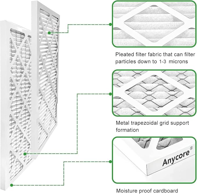 10x20x1 AC Furnace Air Filter, MPR 600, MERV 8 Pleated HVAC Filter, 4 Pack (exact dimensions 9.81x19.81x0.81 inches)