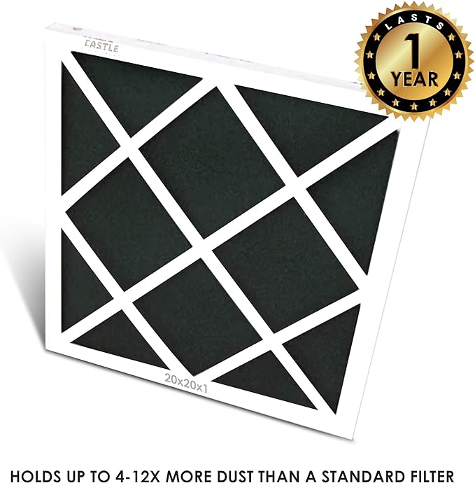 Castle Filters, One-Year HVAC Furnace Filter, Black, 20" x 20” x 1”