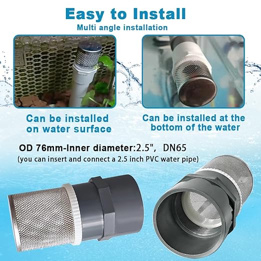 2.5 inch Stainless Steel Filter DN65/2.5" Suction Strainers Used to Remove Debris and Reduce Solid Entry（1pcs）