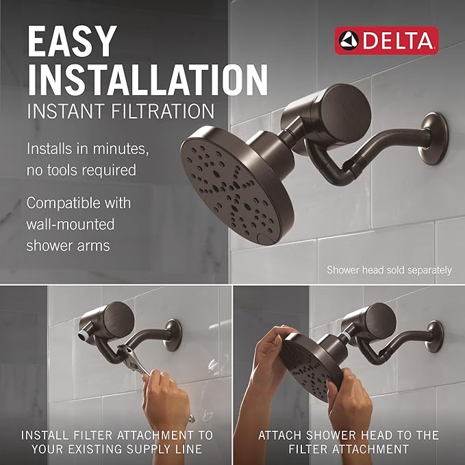 Delta Faucet Clarifi Premium Shower Filter Attachment with Filter, Hard Water Shower Filter, Shower Head Filter, Venetian Bronze 5SF100-RB