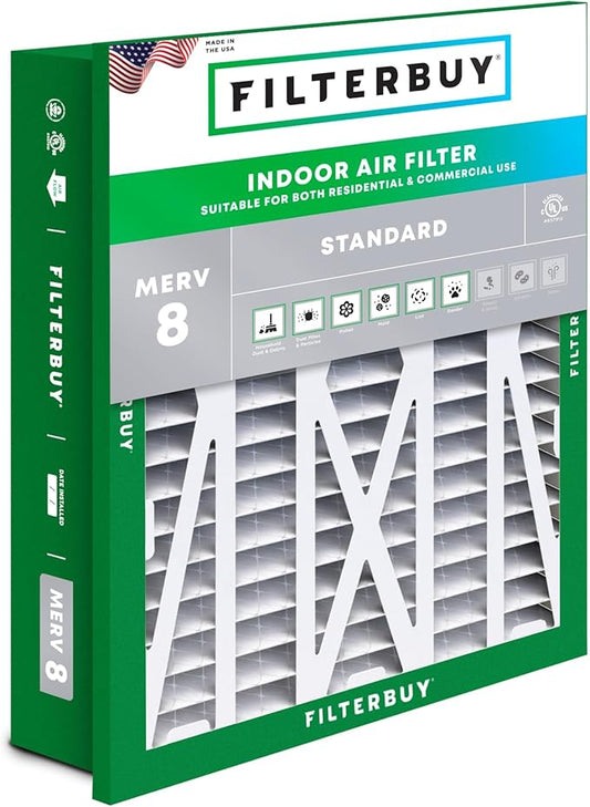 Filterbuy 20x25x5 Air Filter MERV 8 (MPR 700) Dust Defense Replacement (1-Pack), Pleated HVAC AC Furnace Filters for Honeywell Return Grille (Actual Size: 18.38 x 23.38 x 3.69)