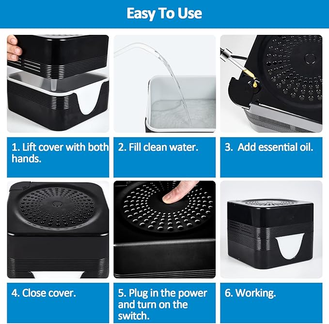 Water-Based Air Purifier Air Washer, Air Revitalizer with Filter Net, Air Fresher with Warm Color LED Night Light, Small Air Cleaner for Home and Office, Aroma Diffuser for Smoke & Pet