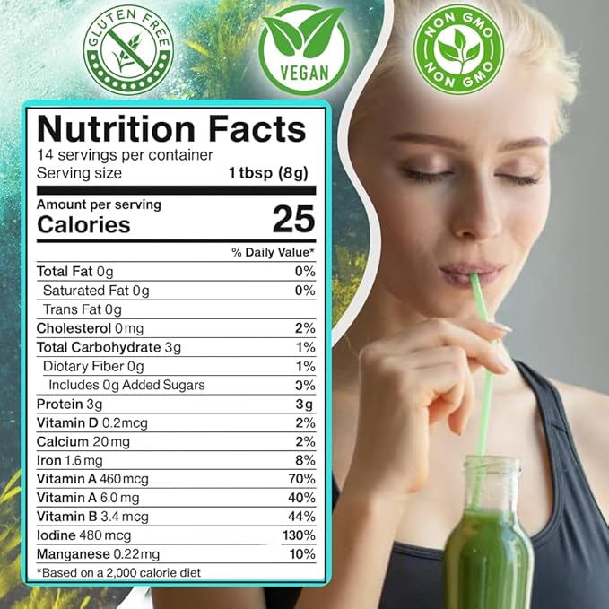 Ocean's Balance Daily Detox Smoothie Powder with Cilantro, Blueberry, Spirulina, Dulse Seaweed & Barley Grass Juice Powder — Easily Digested Smoothie Mix for Detox Cleanse (4 oz - 1 Pack)