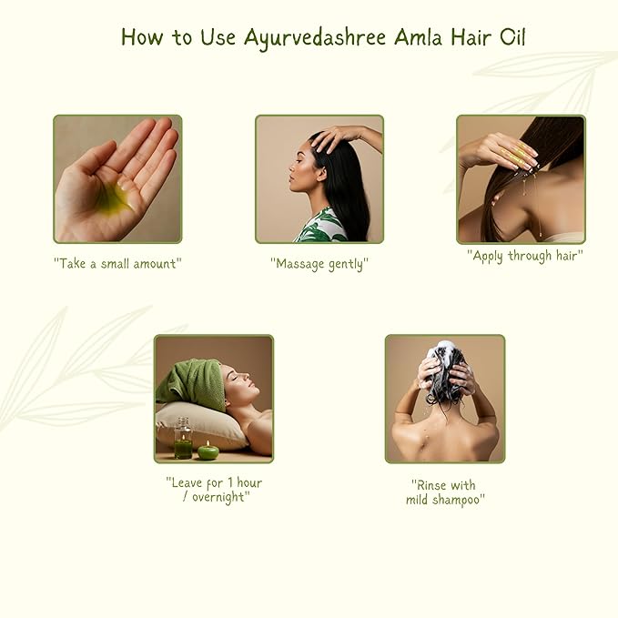 Amla Oil for Hair Growth with Bhringraj, Brahmi, Tulsi, Almond, Argan, Moringa & Clove Oils - 6.76 fl oz