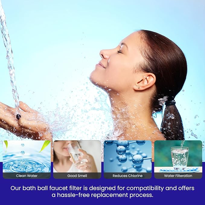 Crystal Quest Bath Ball Replacement Cartridge – Removes Chlorine, PFAS & Odors – Easy-to-Install Water Filter – Eco-Friendly, Durable & Skin-Safe – Built in the USA [2 Pack]