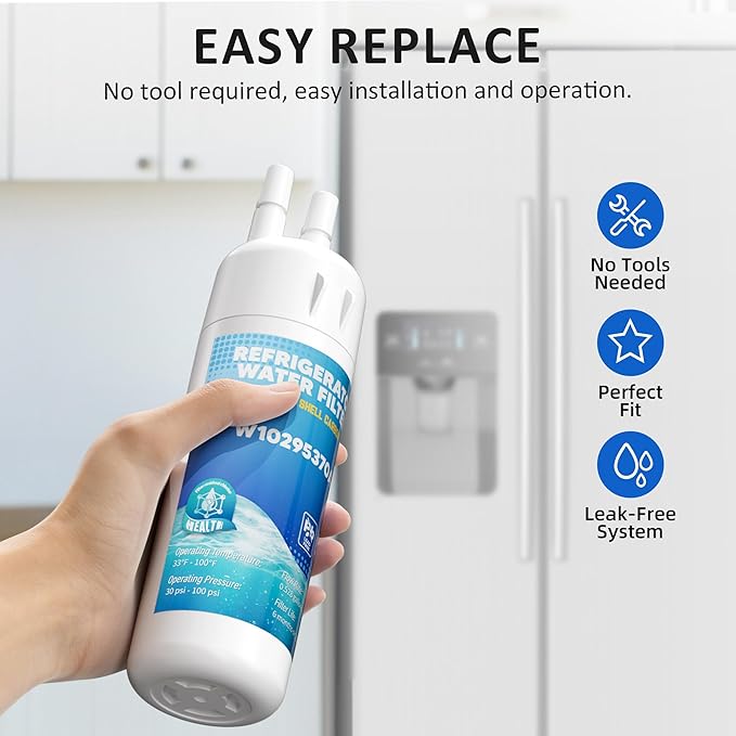 W10295370A Water Filter Replacement, Compatible with EDR1RXD1, Filter 1, EDR1RXD1B, W10295370, WHR1RXD1, KAD1RXD1, P4RFKB2, P8RFWB2L, 46-9930, 46-9081, 3Pack