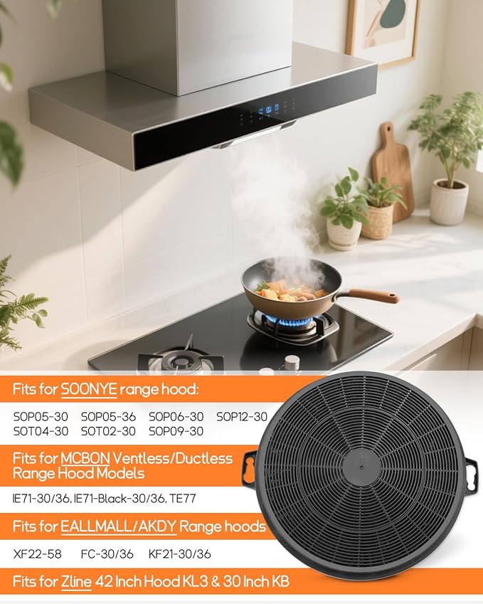 2 Pack CF001 Range Hood Charcoal Filter Fit for MCBON IE71-30/36 IE71-BLACK TE77, Fit for SOONYE SOP05-30 SOP05-36 SOP06-30 SOT02-30, Fit for Zline/EALLMALL/AKDY