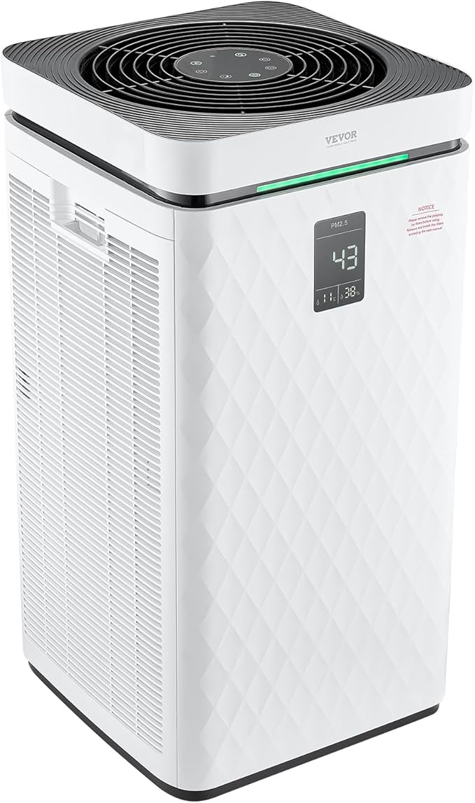 VEVOR Air Purifier for Bedroom Home, H13 HEPA Layer, 3139 ft²/h Smart Air Purifier with Speed Control & Child Lock Guard, Efficient Air Cleaner with Convenient Touch Panel & 23 dB Sleep Mode