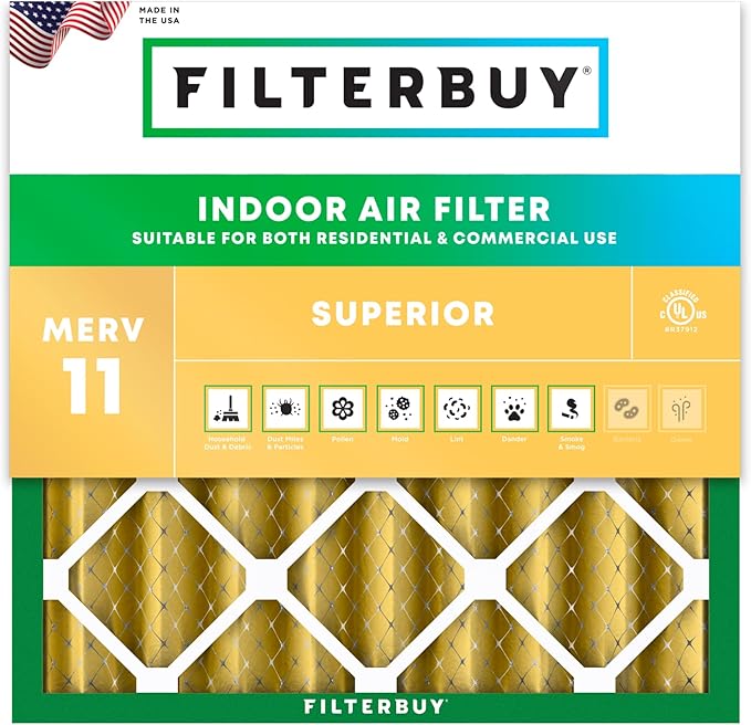Filterbuy 24x24x4 Air Filter MERV 11 (MPR 1200) Allergen Defense Replacement (1-Pack), Electrostatic Pleated HVAC AC Furnace Filters, Made in USA (Actual Size: 23.38 x 23.38 x 3.63)