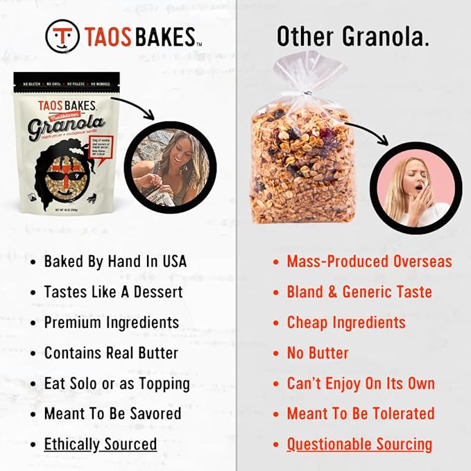 Taos Bakes - Ripe Banana & Maple Walnut Granola - Crunchy Granola Breakfast Snack - Gluten Free, No GMOS, No Fillers - 10 oz (Pack of 3)