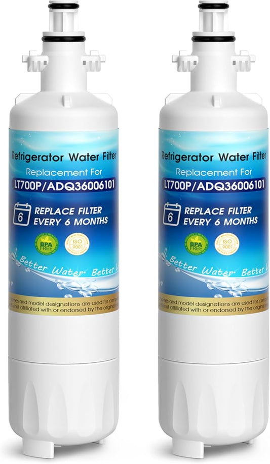 ADQ36006101 Water Filter Replacement for LG® LT700P, ADQ36006102,ADQ36006101- s, Kenmore® 9690, 469690, 46-9690, RWF1200A, RWF1052, LFXS29766S, LFX31925ST, LFX28968ST, LFXC24726S 2PACK