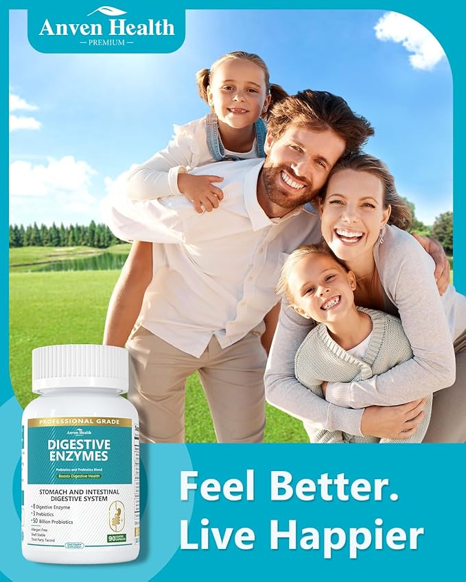 Digestive Enzymes for Men and Women with Probiotics & Organic Prebiotics for Bloating & Gas Relief - 800mg Formula with Gut Repair Glutamine & Lion's Mane, Non-GMO | 90 Capsules