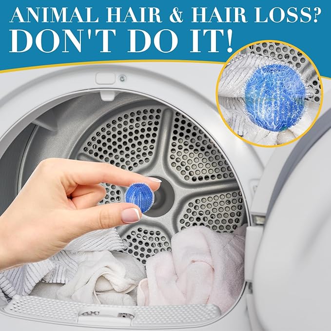 12 PCS Pet Hair Remover for Laundry - Washing Machine Pet Hair Catcher, Reusable Lint Traps to Remove Dog Cat Hair in Washer & Dryer, HE Safe (Save Time & Money)