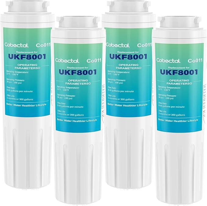 UKF8001 Water Filter Compatible with mayt*ag UKF8001, UKF8001AXX, UKF8001P, Replacement for whirlpool 4396395,469006,EDR4RXD1,Fit for Filter 4, RFC0900A, UKF8001AXX-200, 469006,4pack,by Cobectal