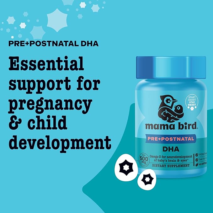 Best Nest Wellness Mama Bird Prenatal DHA - Health Supplement with Omega-3 DHA & EPA - Fish Oil Supplement for Pregnant Women - Supports Fetal Brain & Eye Development - 60 Softgels