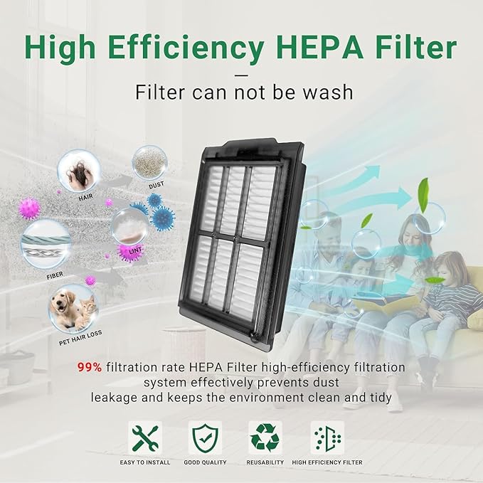 Replacement Parts Compatible with iRobot Roomba Plus 405 Combo/ 505 Combo Robot Vacuum, 1 Rubber Brush 6 Mop Cloth 4 Dust Bag 3 Filter 6 Side Brushes