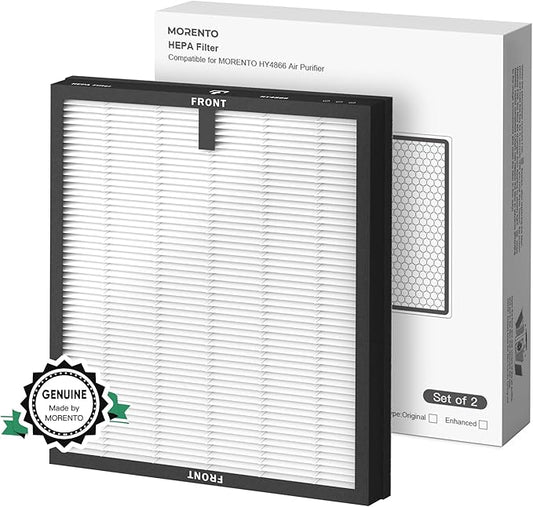 MORENTO 2 Pack HY4866 Genuine Air Purifier Replacement Filter for HY4866 Air Purifier, Original Version