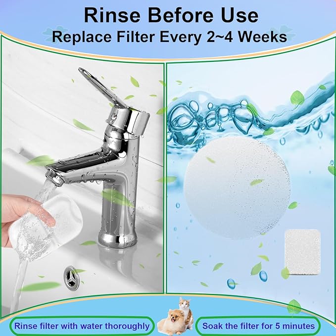 Cat Water Fountain Filter,Dog Water Filter Replacement for 7L/230oz Stainless Steel Dog Fountain,Activated Carbon Dog Water Fountain Filter,8 Set Pet Fountain Filter Replacement for PWF002
