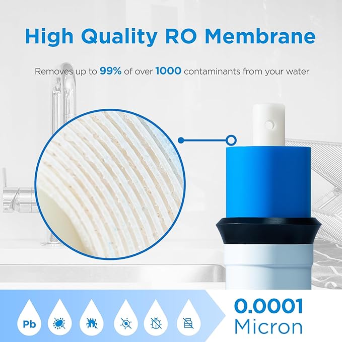 200 GPD RO Membrane Filter Replacement, 12" x 2" Reverse Osmosis Water Filter Membranes Replacement for Home Drinking Under Sink RO Water Filtration System, 2-Pack