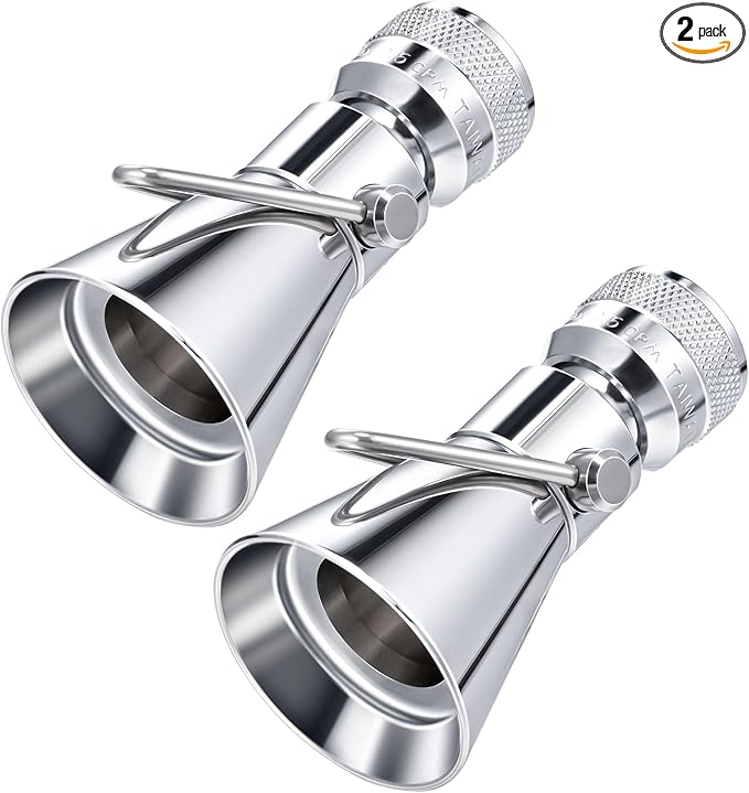 Enhon 2 Setting Pivoting Single Spray Shower Head with Shut Off Valve, Replacement for 52650-PK Compatible with Delta Shower, 2.5 GPM Brass Water Saving Shower Head 1 5/8" Diameter Spray Face(2 Pack)