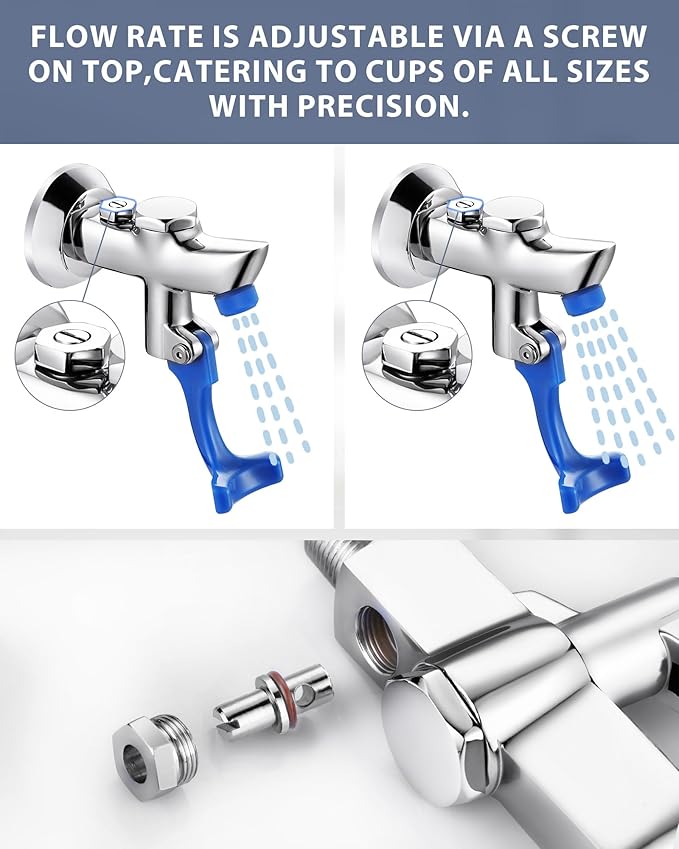 Glass Filler Faucet Wall Mount: WOWOW Push Water Bottle Filling Station Solid Brass, Commercial Water Filler Faucet for Bar, Diner, Cafe, Restaurant, Kitchen and Coffee Shop, 3/8 Male Inlet