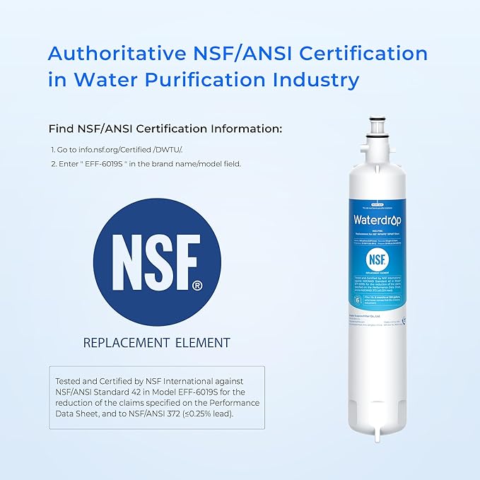 Waterdrop Replacement for GE® RPWFE®, RPWF (Built-in CHIP) Refrigerator Water Filter, Compatible with GFE28GYNFS, GFE28GELDS, PFE28KELDS, PFE28KYNFS, GFD28GELDS, PWE23KELDS, 2 Filters