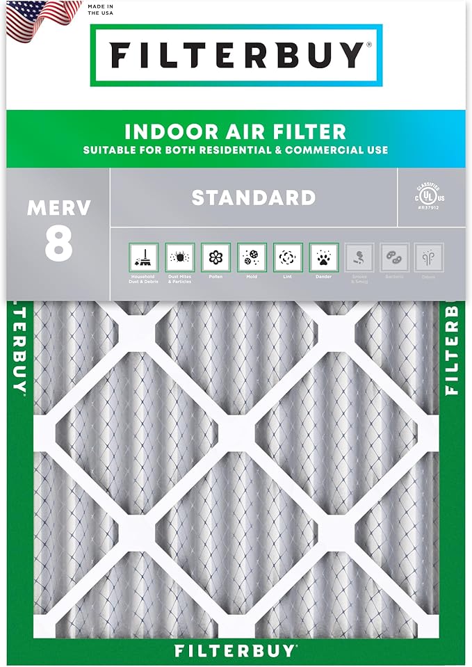 Filterbuy 24x28x2 Air Filter MERV 8 (MPR 700) Dust Defense Replacement (1-Pack), Electrostatic Pleated HVAC AC Furnace Filters, Made in USA (Actual Size: 23.50 x 27.50 x 1.75)