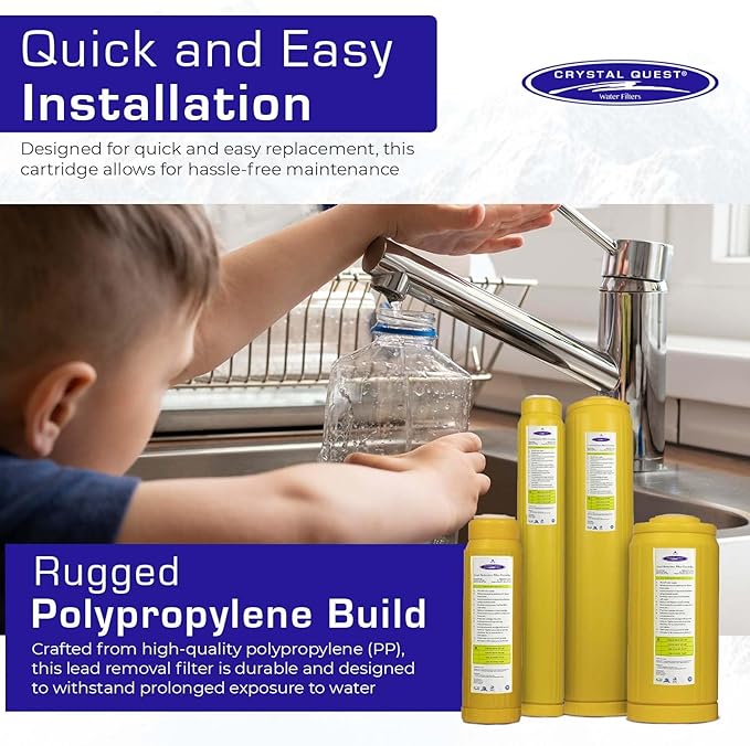 Crystal Quest Lead Water Filter Cartridge – Advanced Lead & Cyst Filtration, Durable PP Build, Steady Flow, Easy Installation, Long-Lasting Use, Fit for Crystal Quest Systems - 4-5/8" x 20"