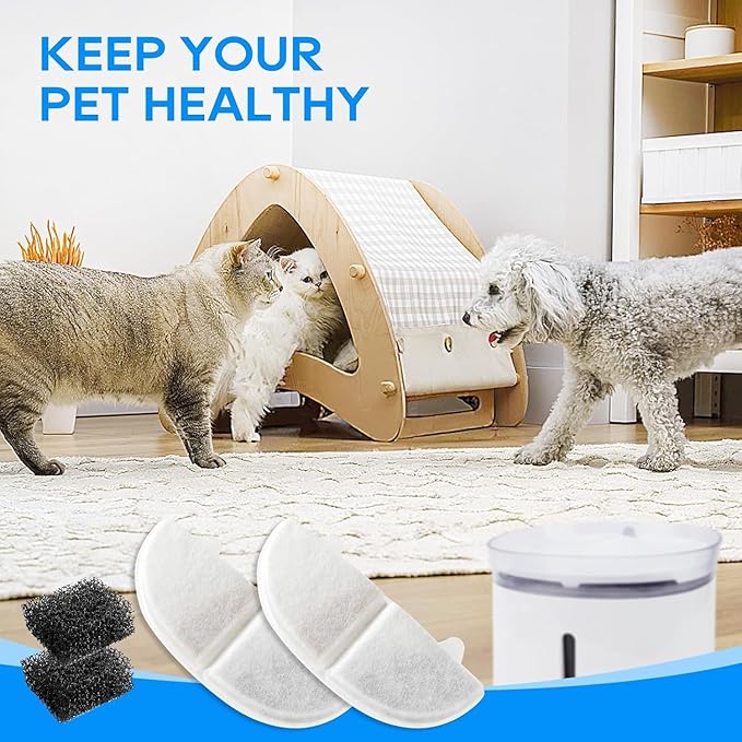 WF20/CF20 Cat Water Fountain Filter Replacement for Wireless Pumps Pet Fountain, 6 Pack Pet Filter Replacement with 6 Pack Water Pump Filters