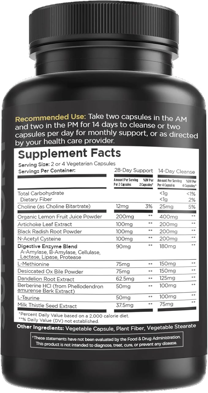 Livingood Daily Liver & Gallbladder Cleanse or Support Supplement with Milk Thistle, Ox Bile, Bile Salts, Digestive Enzymes and Artichoke Leaf Extract, Digestive Health & Liver Support, 56 Capsules