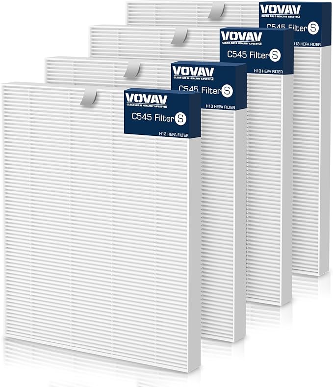 （4 Pack）C545 True HEPA Replacement Filter S Compatible with Winix C545, Replace Part 1712-0096-00 and 2522-0058-00, H13 True HEPA Filter